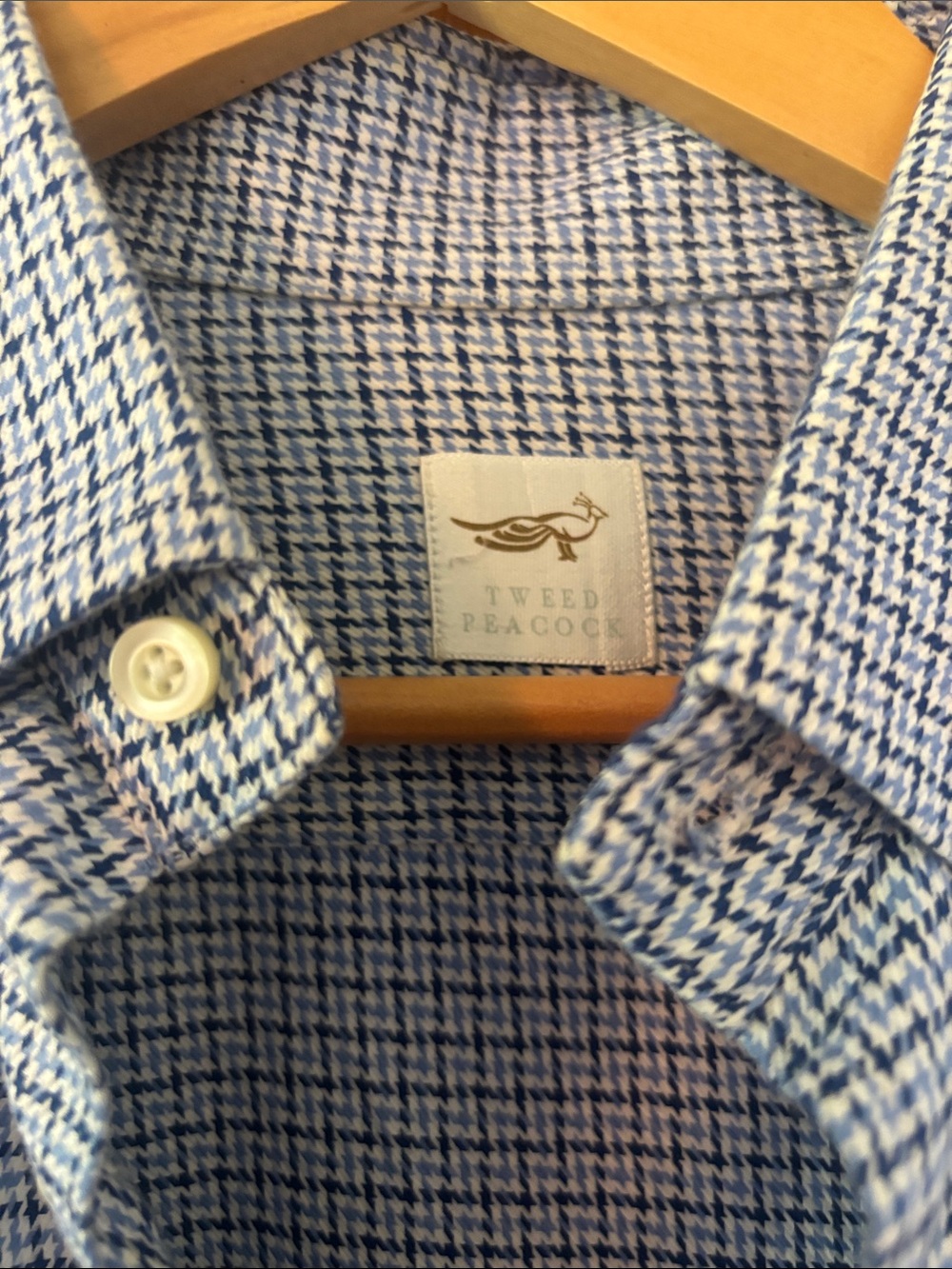 Tweeds Blue and White Micro-Check Button-Up Shirt - Picture 2 of 2